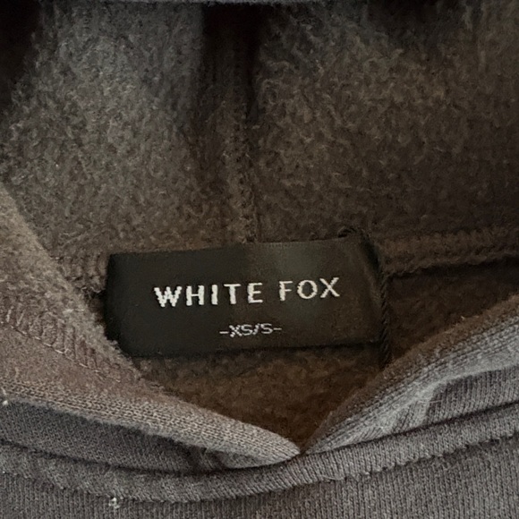 White Fox Boutique Charcoal Hoodie with Trendy Graphics, USED - Picture 7 of 10